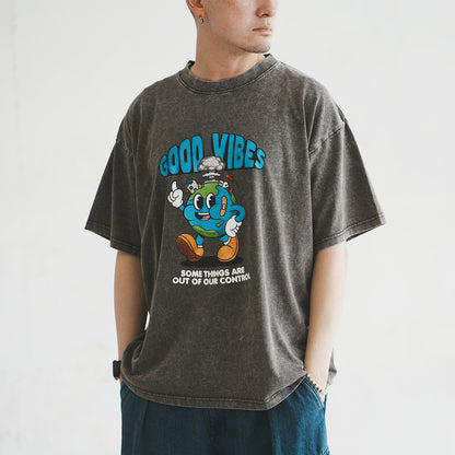 (ZT1628) Good Vibes 復古圖案 Tee