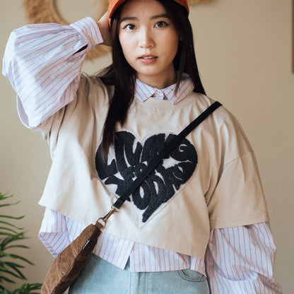 (TP1729) Heart Patch Cropped Tee