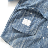 (YS387) Ripped Denim Short Sleeve Shirt
