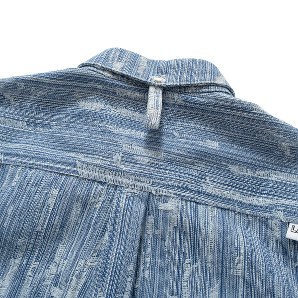 (YS387) Ripped Denim Short Sleeve Shirt