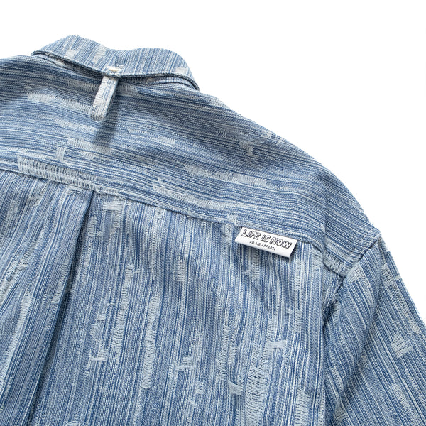 (YS387) Ripped Denim Short Sleeve Shirt