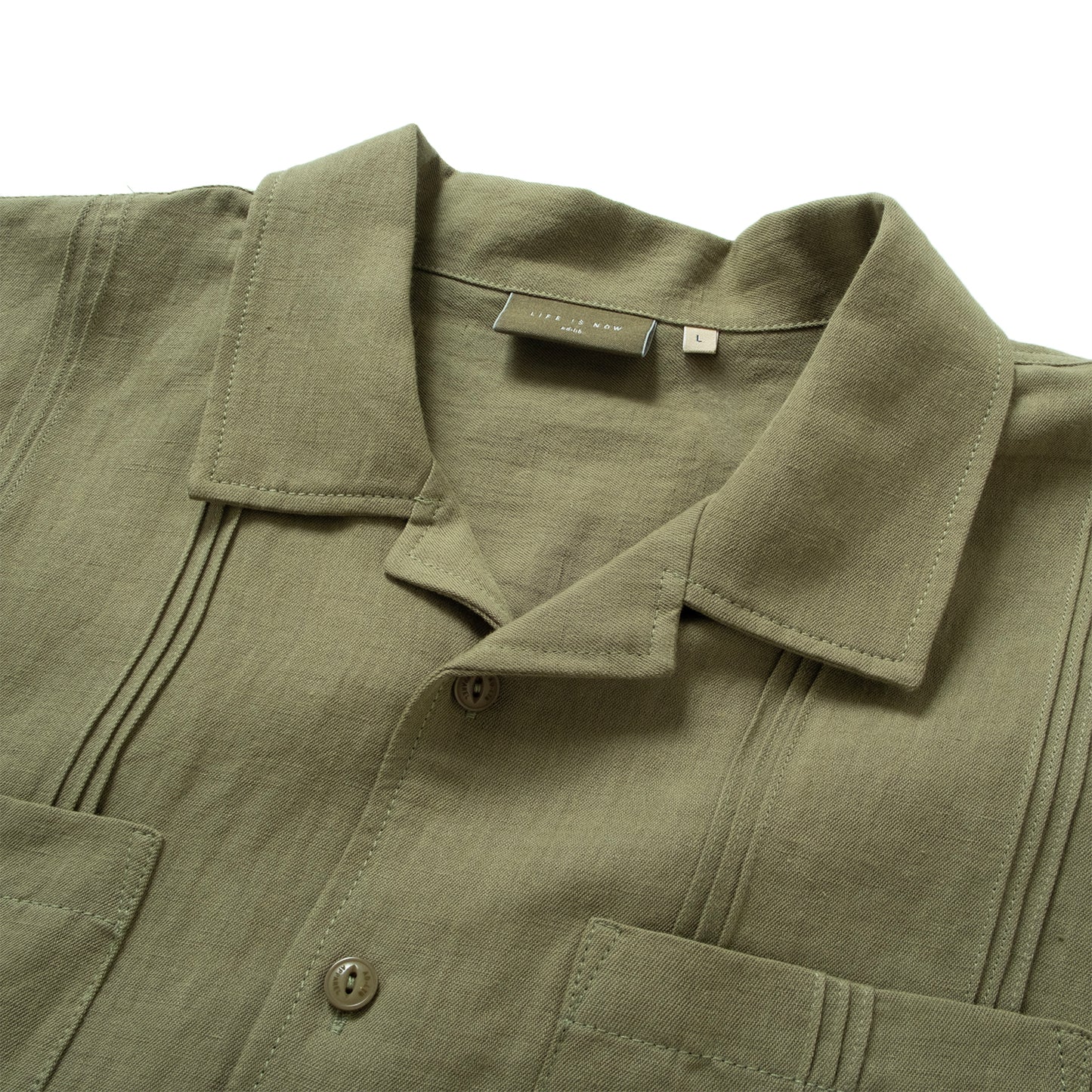 (ST526) Pleated Cuban Collar Shirt