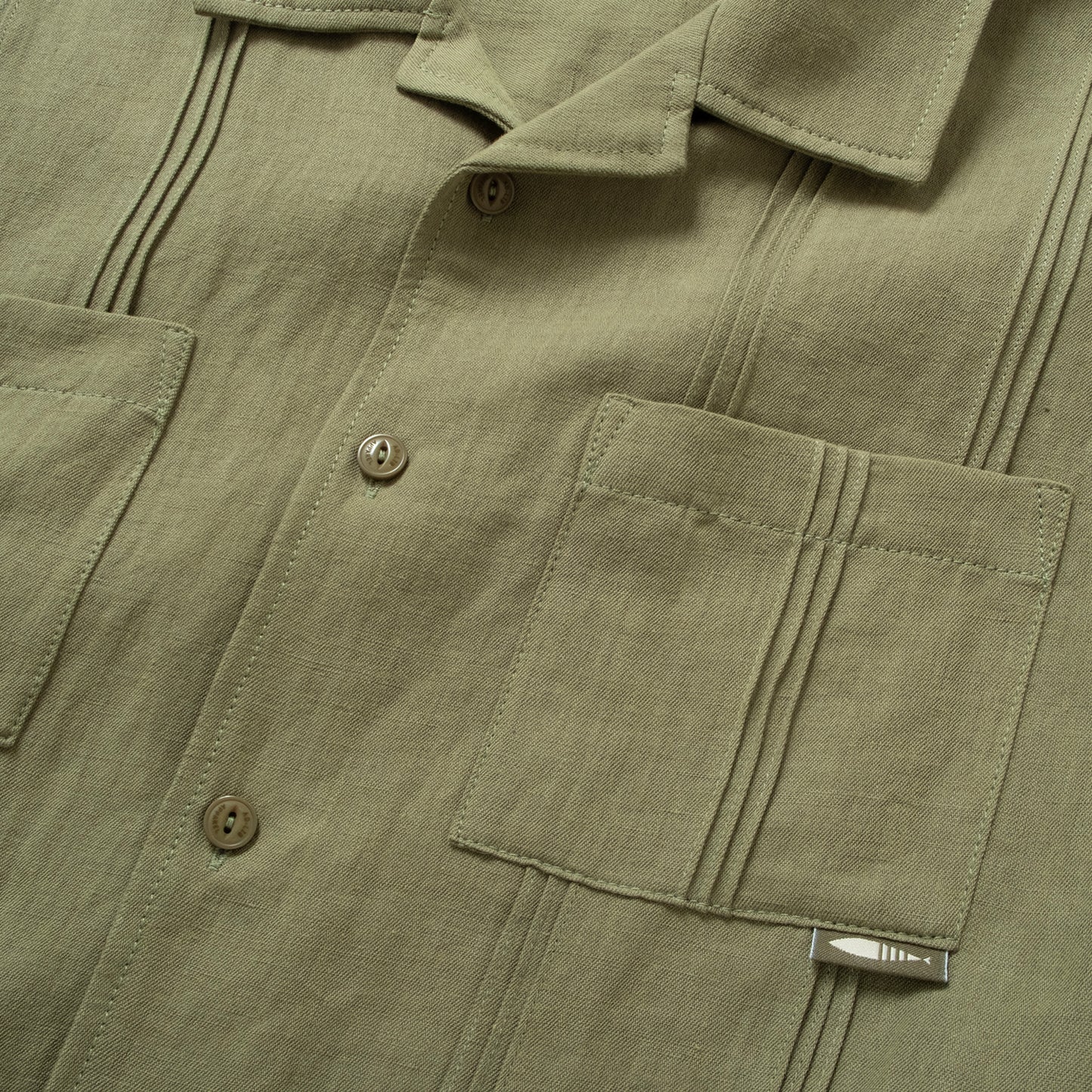 (ST526) Pleated Cuban Collar Shirt