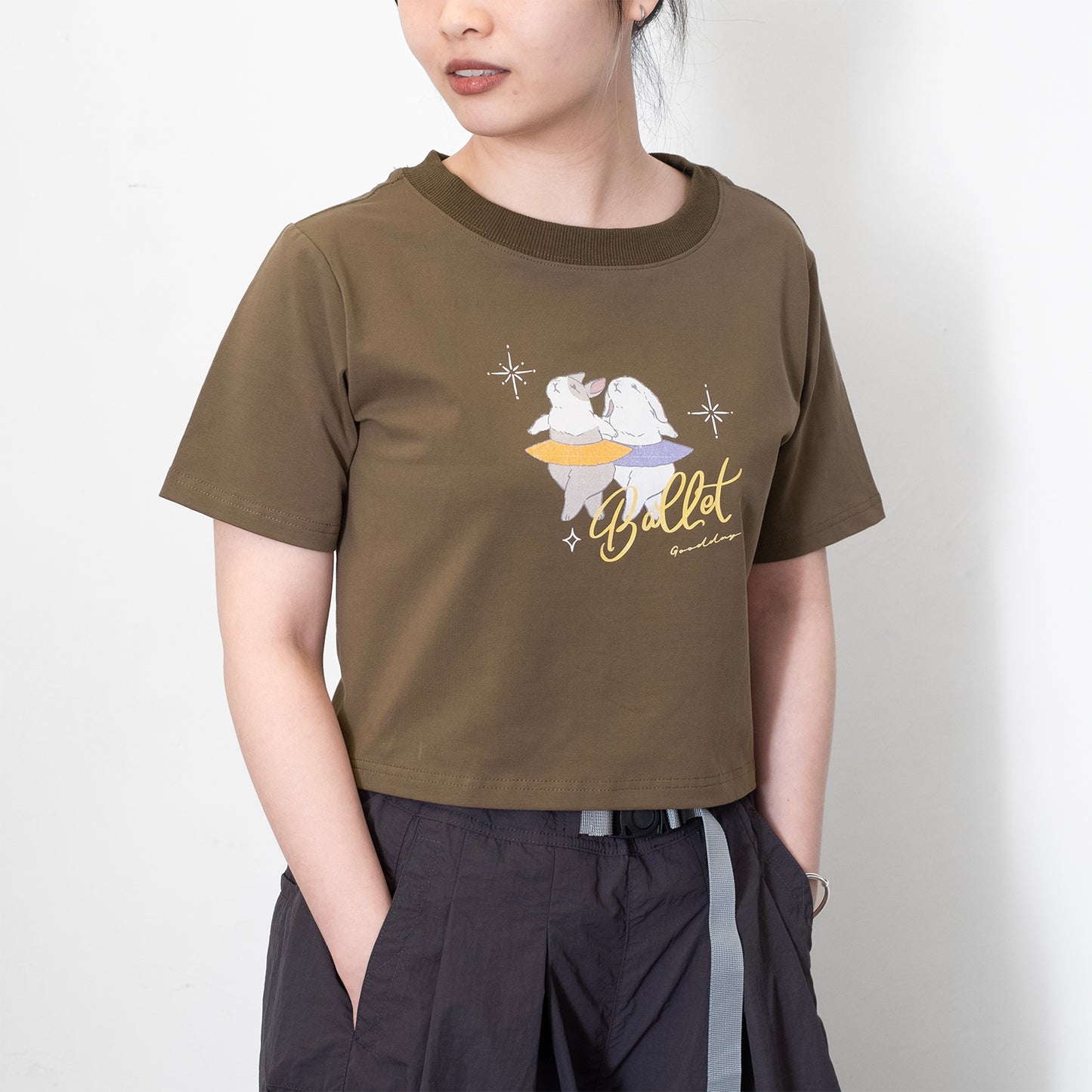 (ZT1456) Ballet Rabbit 圖案女裝短 Tee