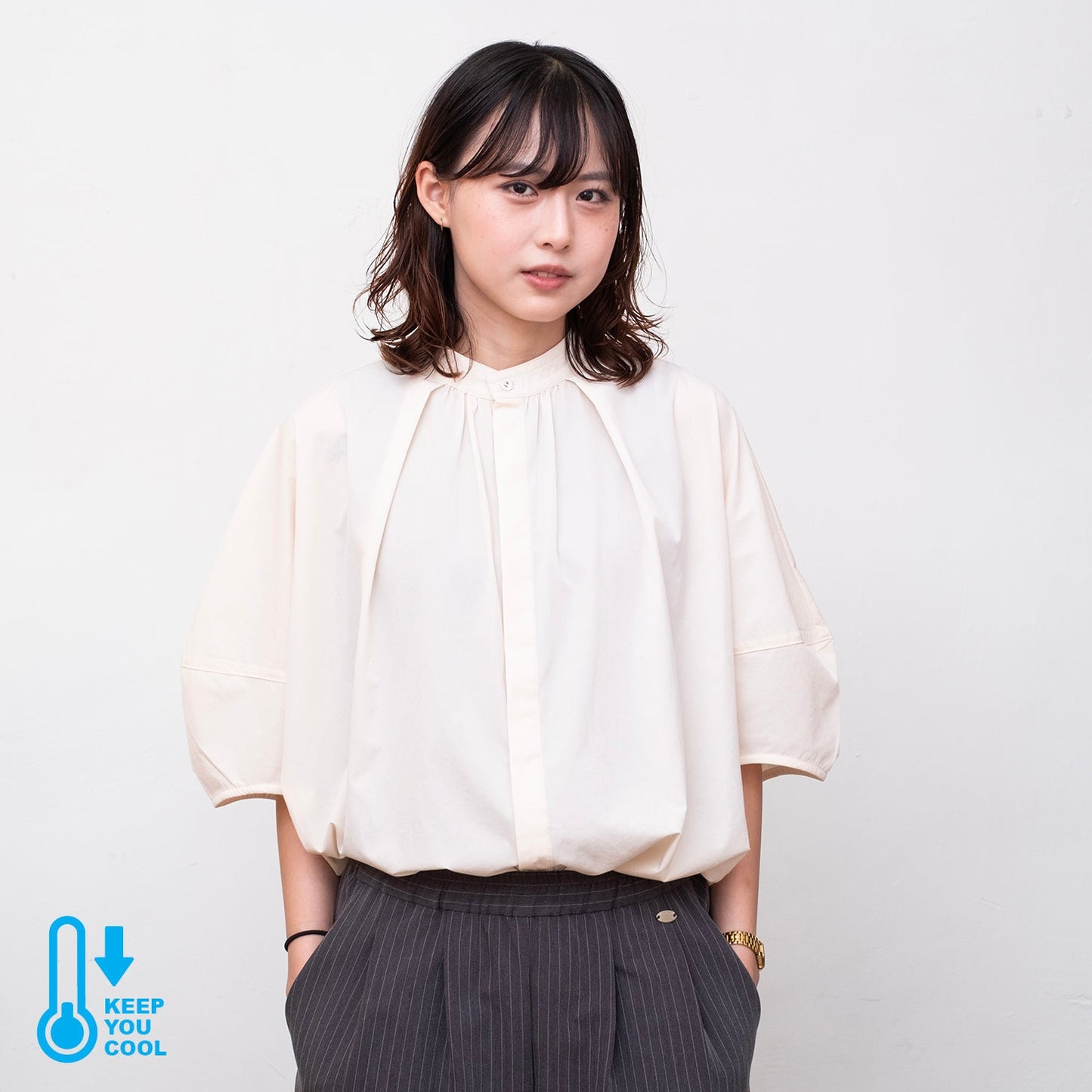 (ST552) Cool Touch Puff Sleeves Blouse