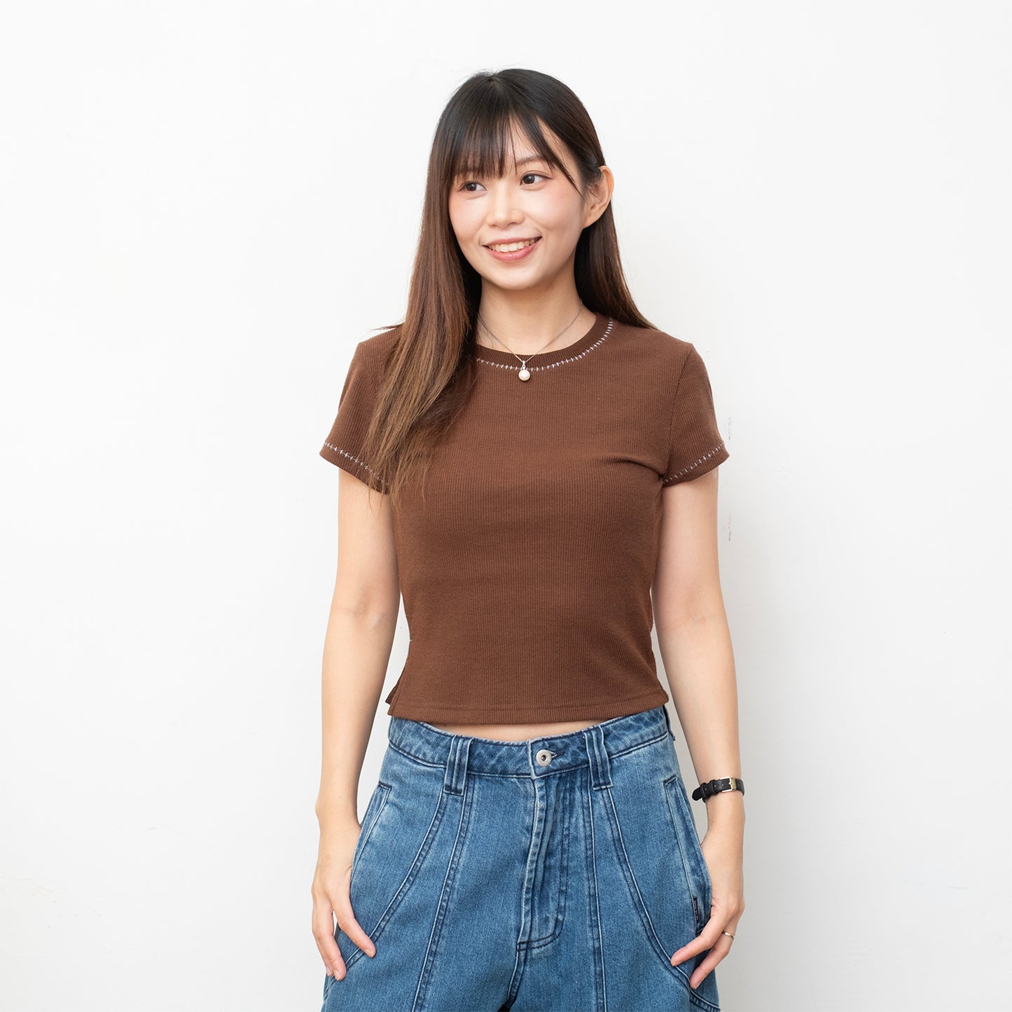 (TP1865) Whipstitch Trim Layered Twin Set