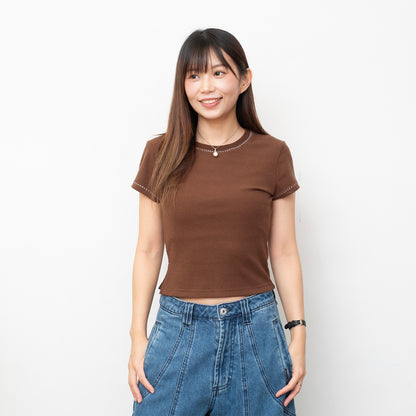 (TP1865) Whipstitch Trim Layered Twin Set