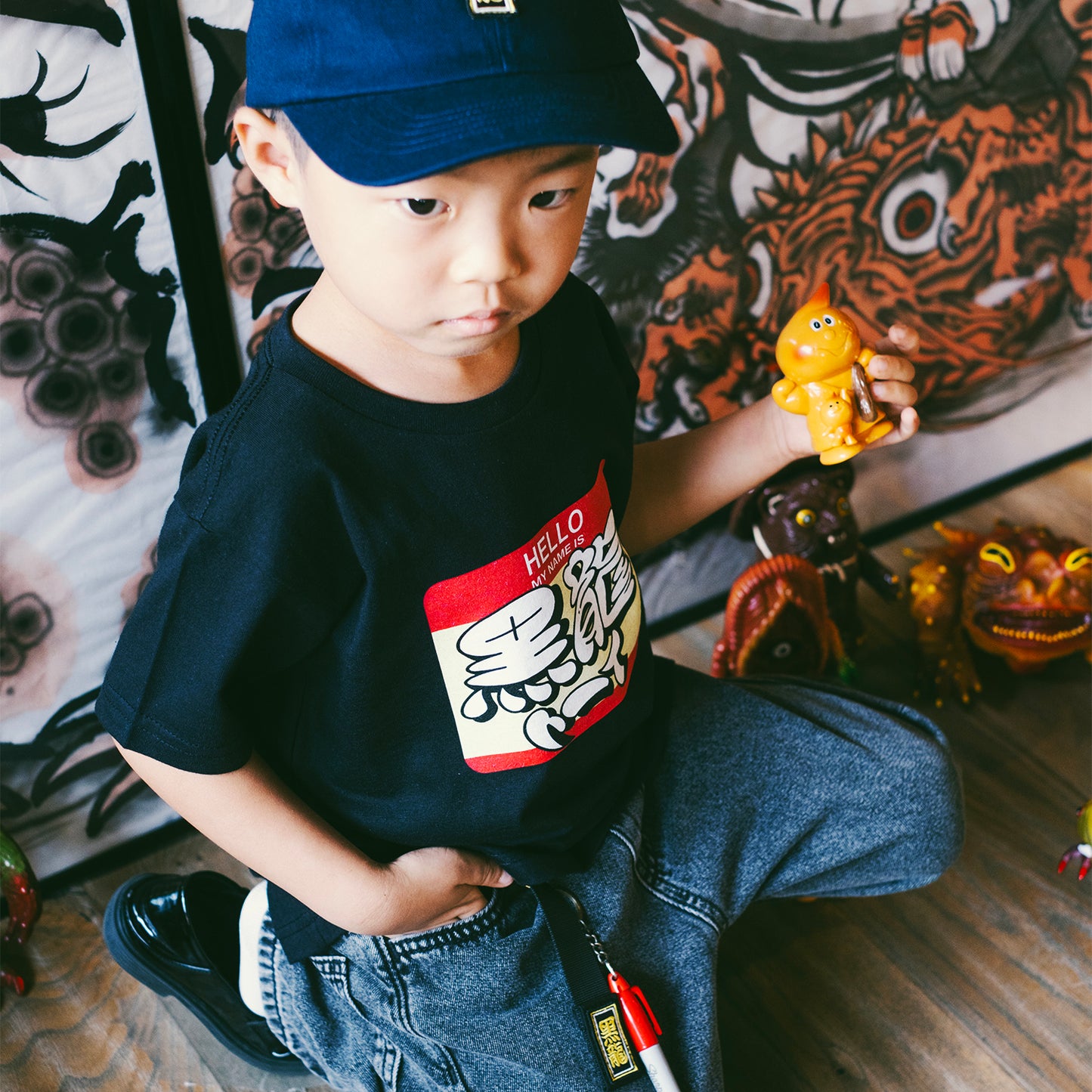 (EX726) Kids Name Tag Sticker Graphic Tee