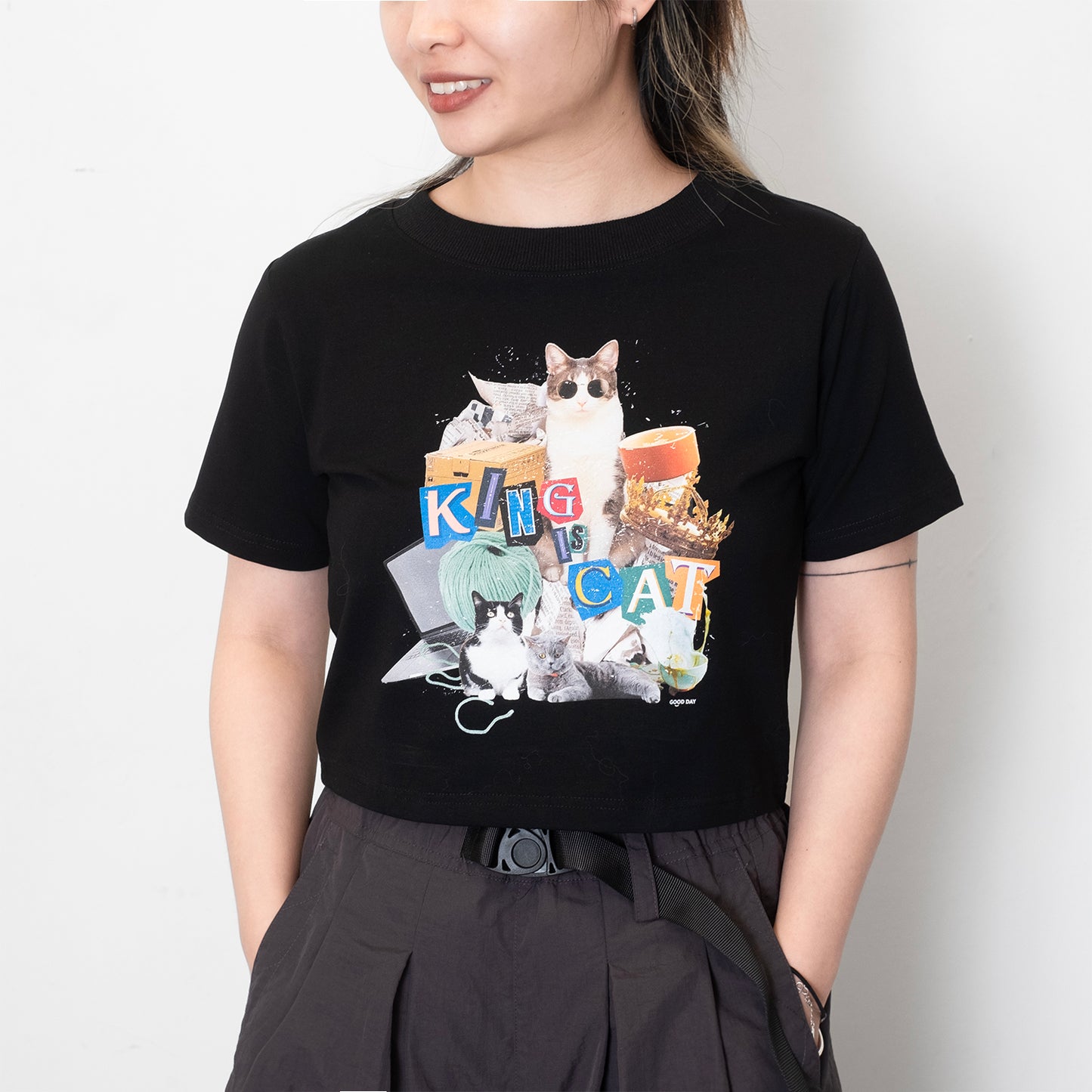 (ZT1484) King is Cat 圖案女裝短 Tee