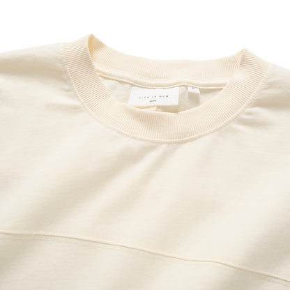 (TP1662) College Crop Sleeve Panel Tee