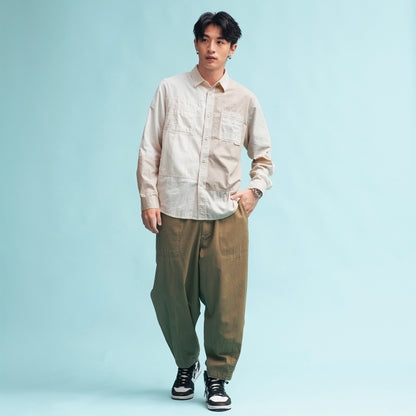 (ST561) Two Tone Patchwork Shirt