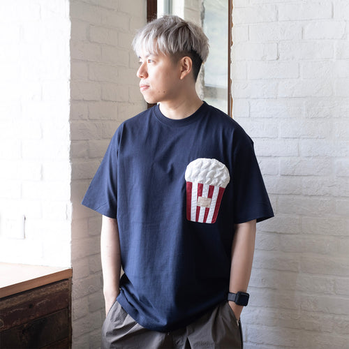 (ZT1250) Popcorn Graphic Patchwork Tee