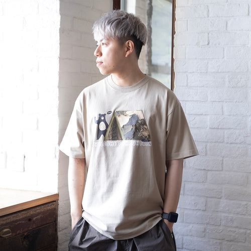 (ZT1248) Camouflage Tent Bear Patchwork Tee