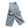 (PT410) Washed Denim Cargo Baggy Pants