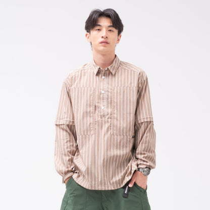 (ST528) 2 Ways Stripes Shirt