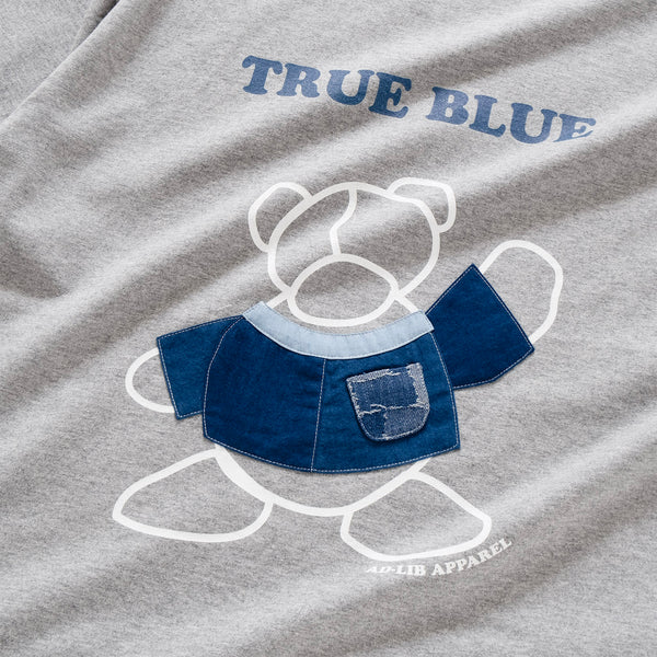 (ZT1258) Indigo Bear Patchwork Graphic Tee