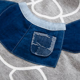 (ZT1258) Indigo Bear Patchwork Graphic Tee