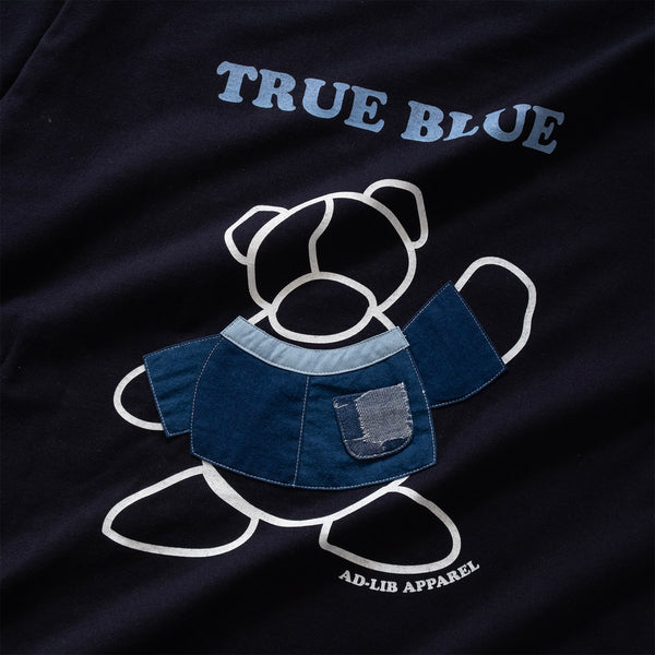 (ZT1258) Indigo Bear Patchwork Graphic Tee