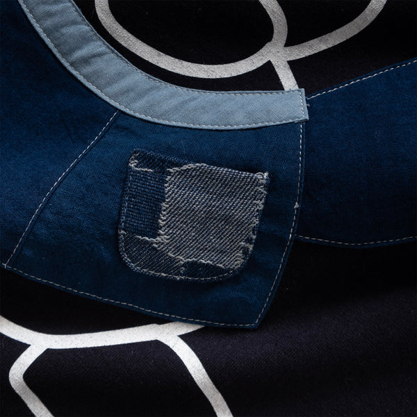 (ZT1258) Indigo Bear Patchwork Graphic Tee