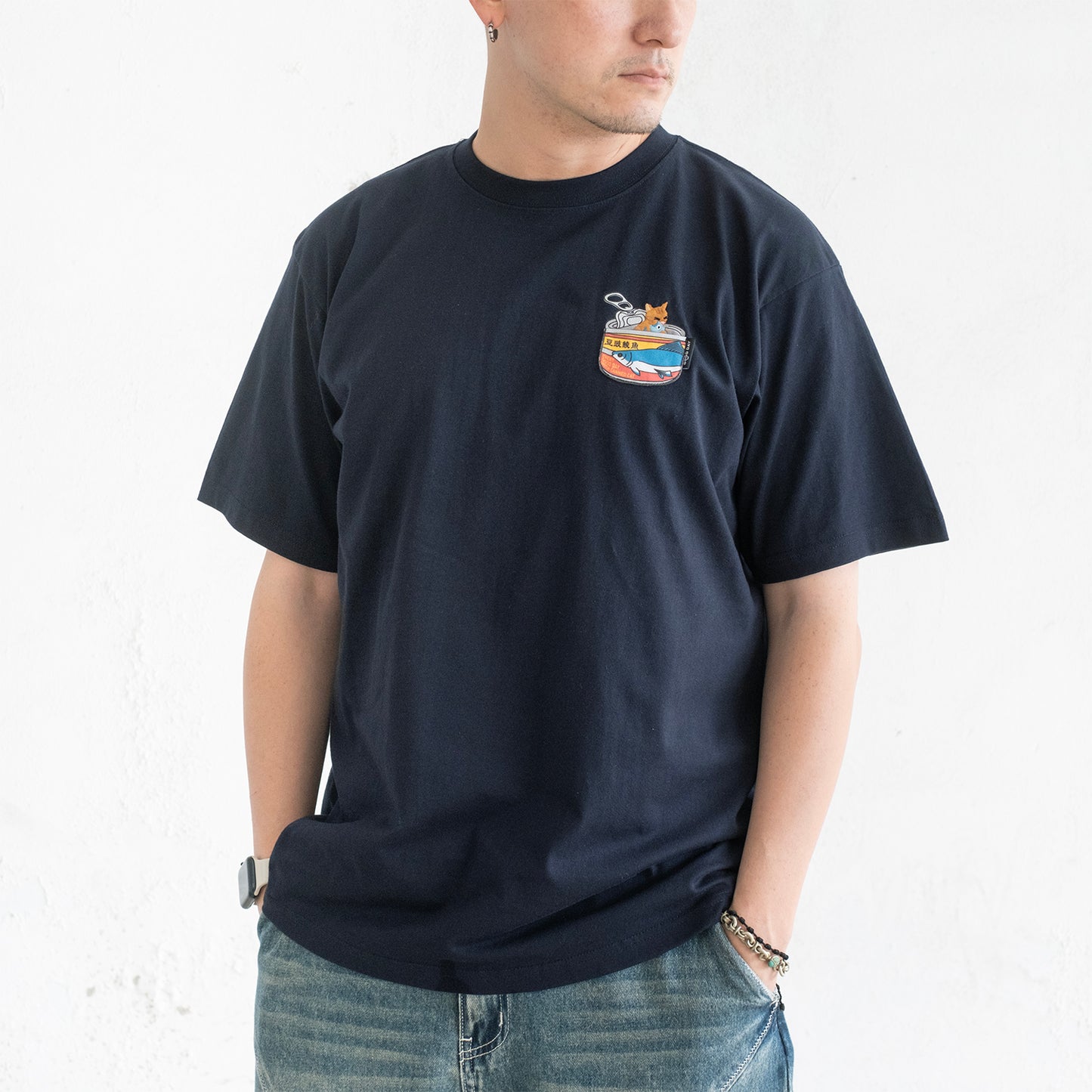 (ZT1947) Canned Cat Graphic Pocket Tee