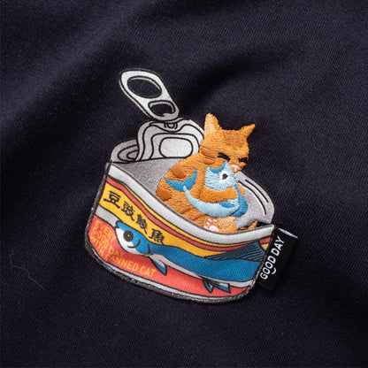(ZT1947) Canned Cat Graphic Pocket Tee