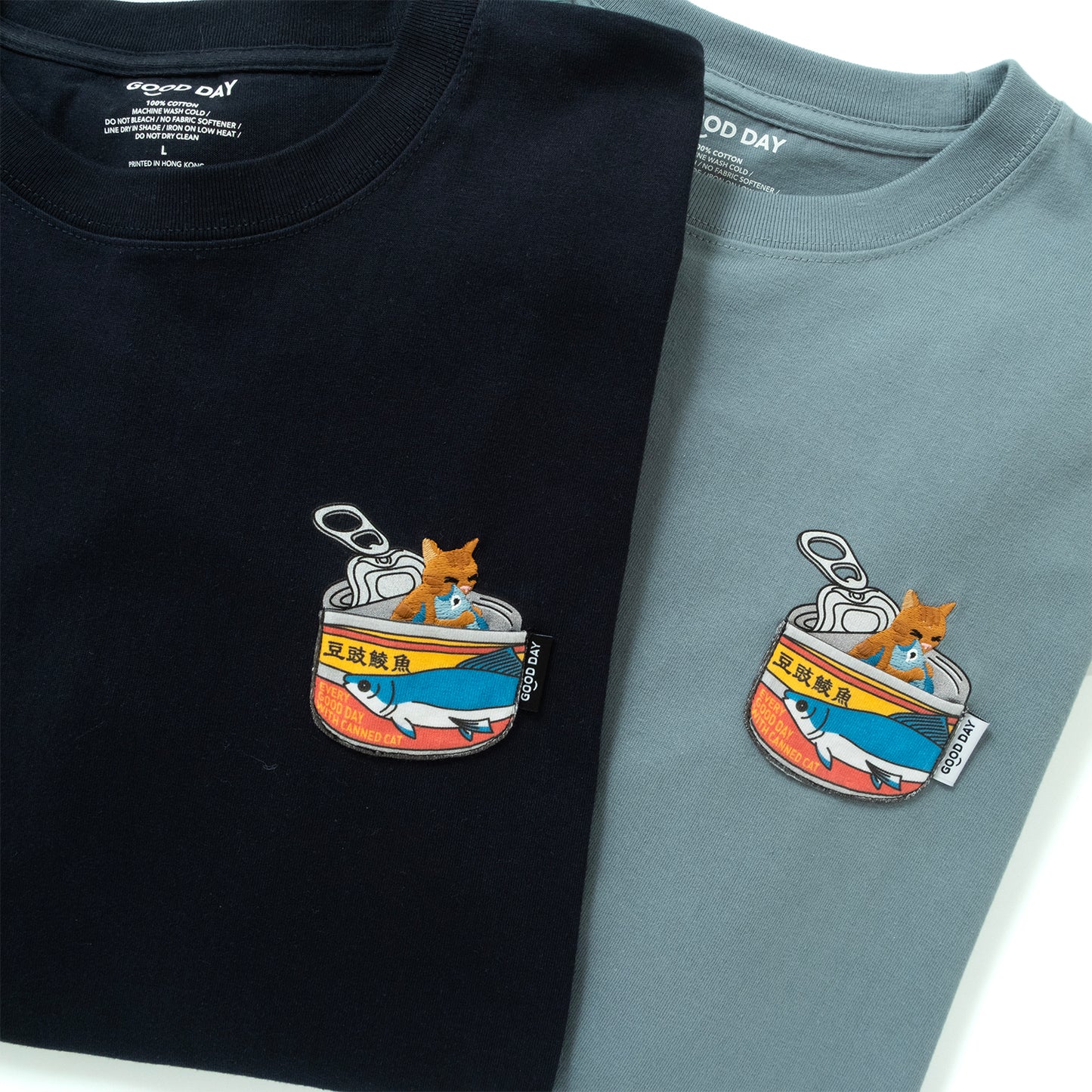 (ZT1947) Canned Cat Graphic Pocket Tee