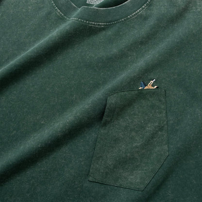 (ZT1926) 草原閱讀繡花口袋 Tee