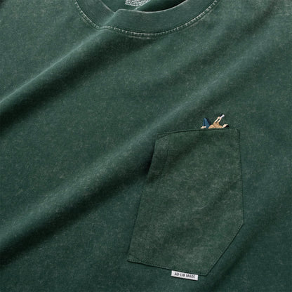 (ZT1926) 草原閱讀繡花口袋 Tee