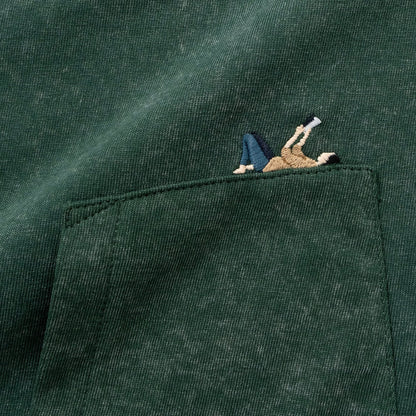 (ZT1926) 草原閱讀繡花口袋 Tee