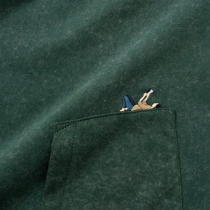 (ZT1926) 草原閱讀繡花口袋 Tee
