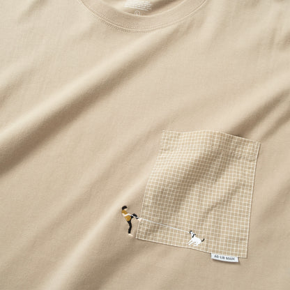 (ZT1927) 遛狗繡花口袋 Tee