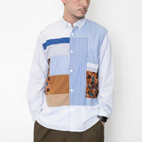 (ST312) Stripe Patchwork Shirt