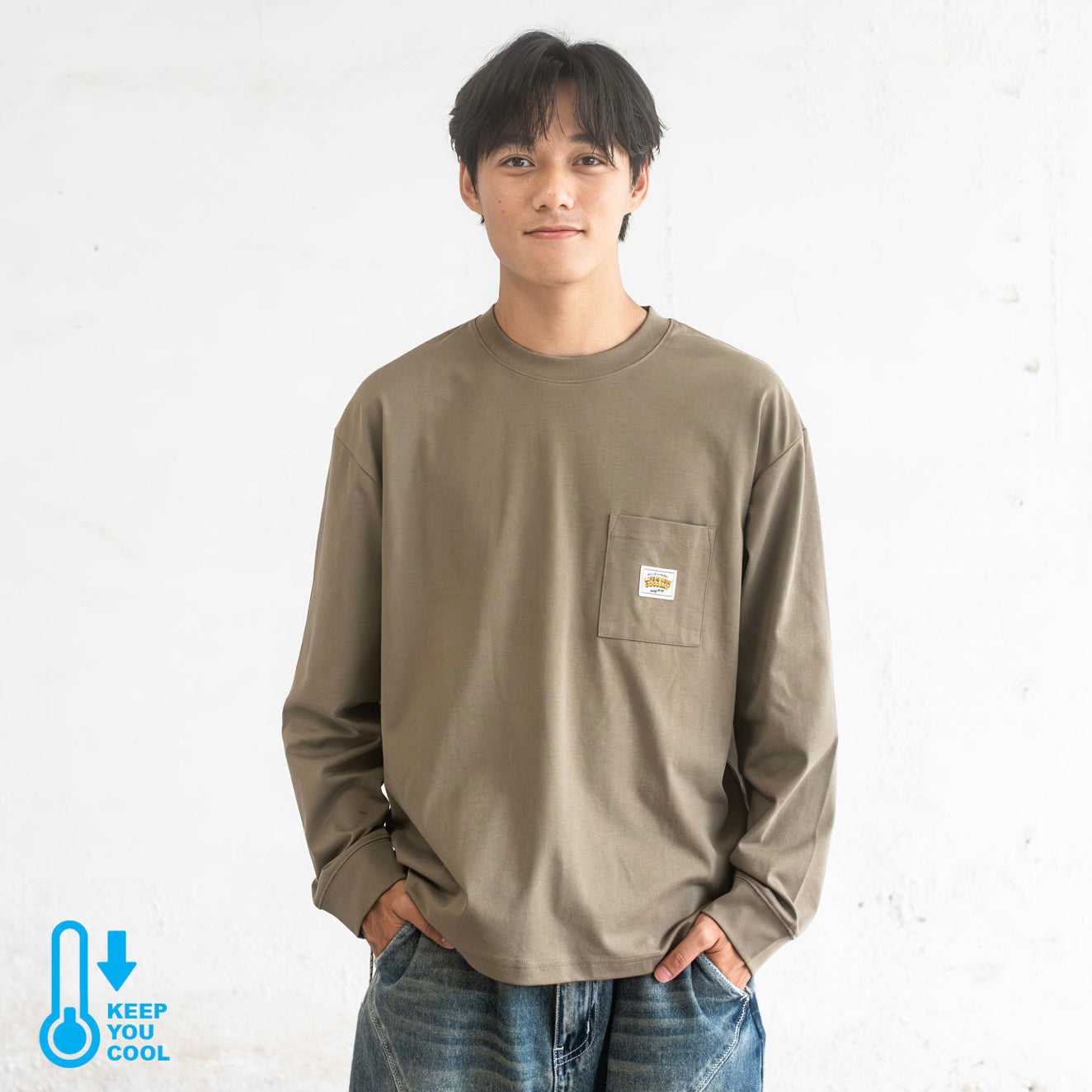 (YT1713) Anti Odor Drawstrings Long Sleeve Tee