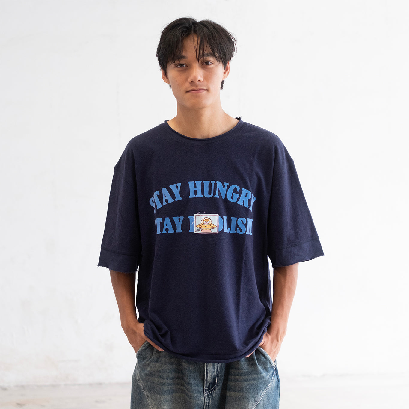 (TP1956) Flock Print Message Tee with Patch