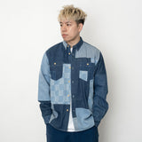 (ST308) Denim Patchwork Shirt