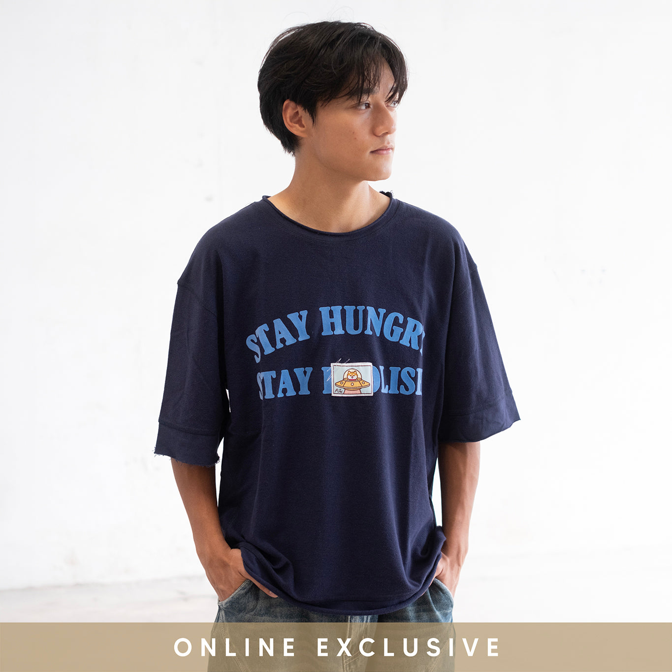 (TP1956) Flock Print Message Tee with Patch