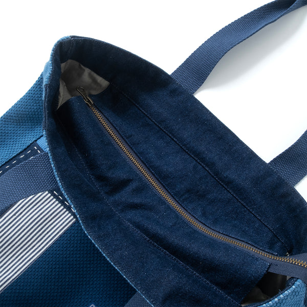 (YB544) Indigo Patchwork Sashiko Tote
