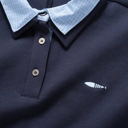 (TP1704) Cropped Long Sleeve Polo Shirt