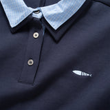 (TP1704) Cropped Long Sleeve Polo Shirt