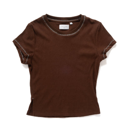 (TP1865) Whipstitch Trim Layered Twin Set