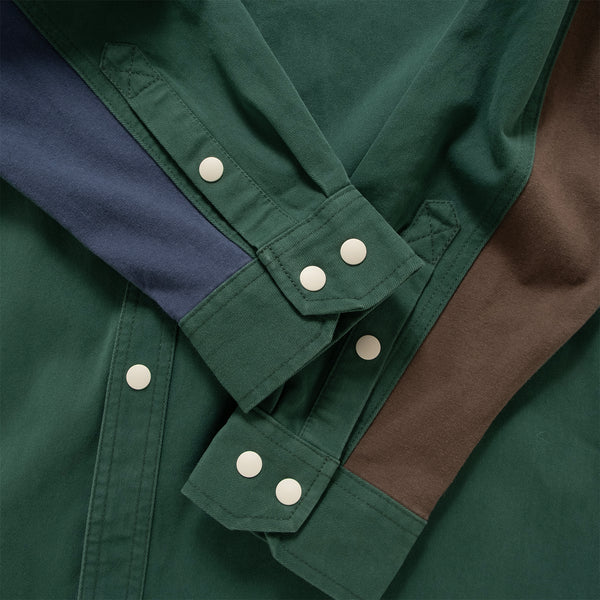 (ST483) Jersey Sleeve Patchwork Shirt