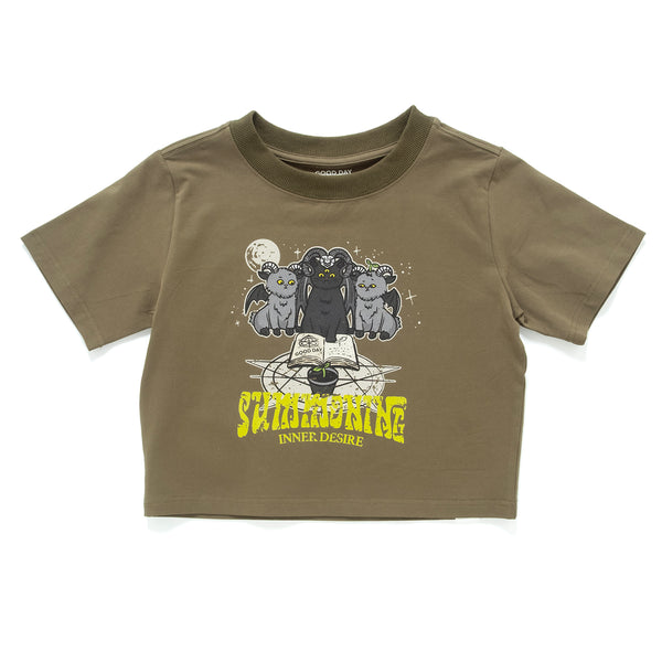 (ZT1780) Summoning Graphic Cropped Tee