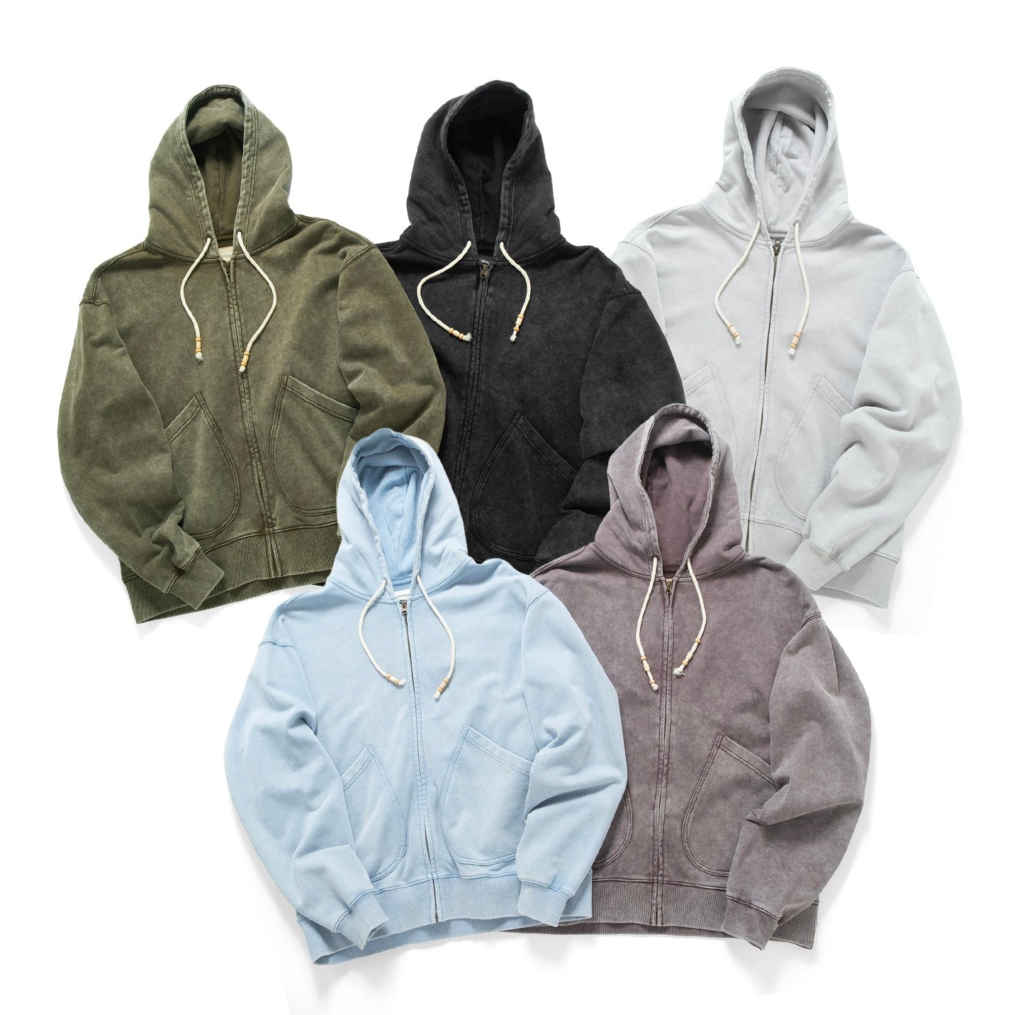 (JK410) Washed Zip Up Jacket