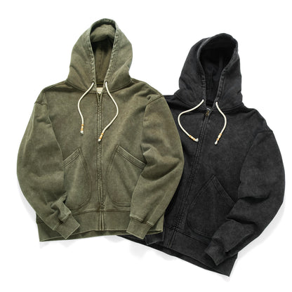 (JK410) Washed Zip Up Jacket