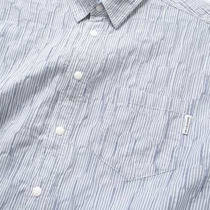 (ST555) Crinkle Striped Shirt