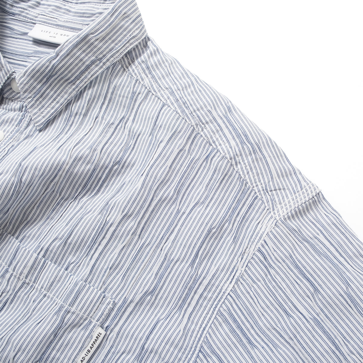(ST555) Crinkle Striped Shirt