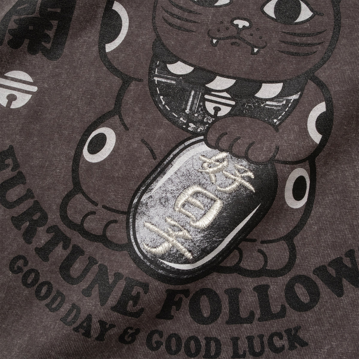 (ZT1966) 招財貓圖案繡花Tee (網店限定)