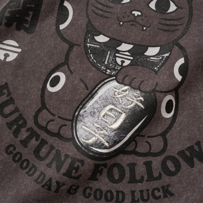 (ZT1966) 招財貓圖案繡花Tee (網店限定)