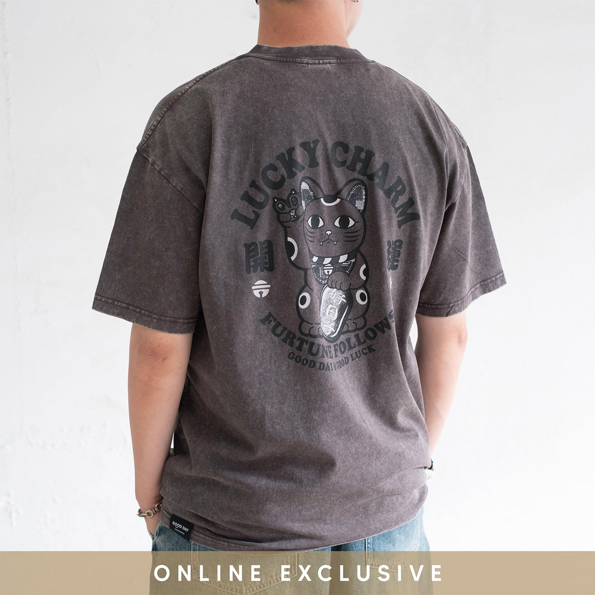 (ZT1966) 招財貓圖案繡花Tee (網店限定)