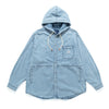(ST476) Washed Denim Hodded Shirt
